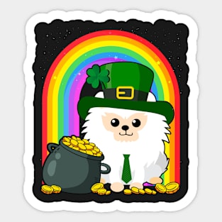 Pomeranian Rainbow Irish Clover St Patrick Day Dog Gift graphic Sticker